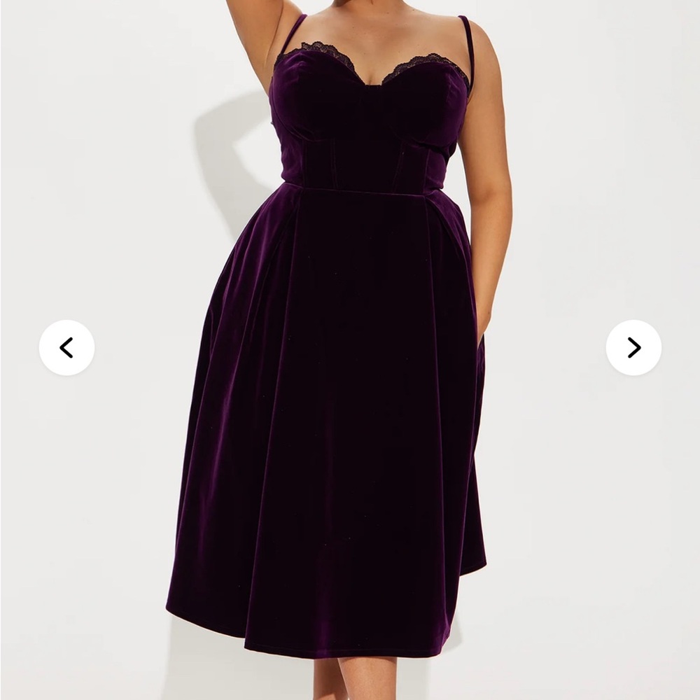 Fashion Nova Julia Velvet Midi Dress - Plum - Picture 1 of 15